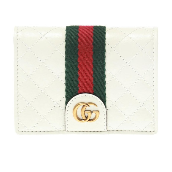 ♥️ SOLD ♥️ GUCCI QUILTED GG BI FOLD STRIPE WALLET - Picture 2 of 8